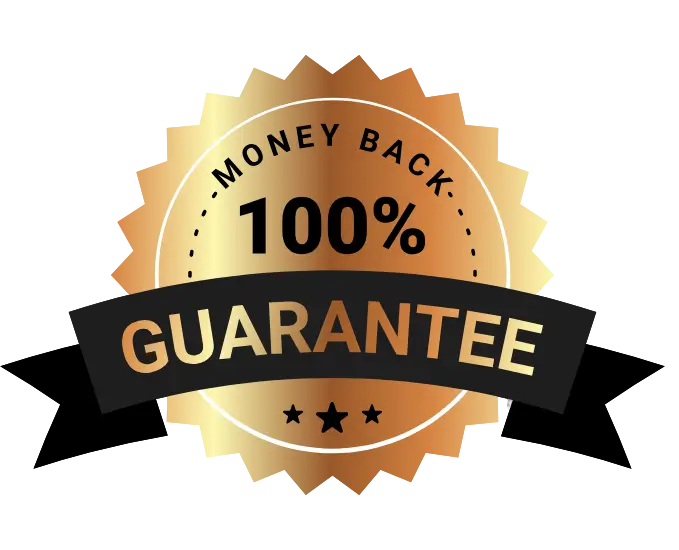 100% money-back guarantee badge for HealthyHeart Support Plus supplement purchase